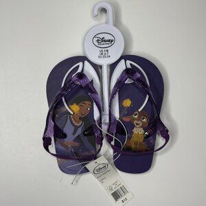 Disney Collection Girls Kids Purple Gold Wish Flip Flops Shoes NEW
